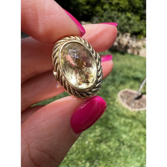 Vintage David Yurman 16mm Citrine/Tanzanite 14k yellow gold Ring - Picture 3 of 10